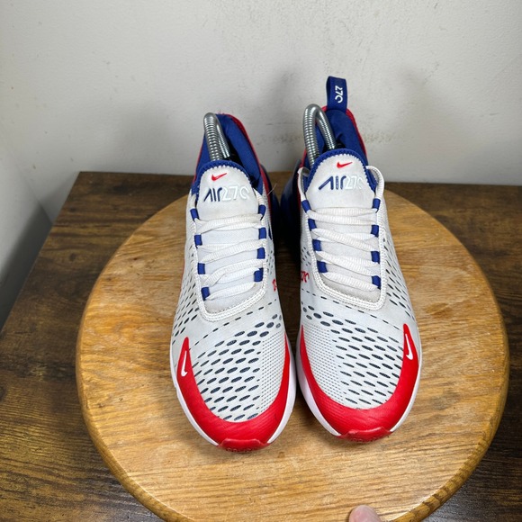 Nike Air Max 270 CW5855-100 White Red Blue Athletic Shoes Size 8 - Picture 6 of 8